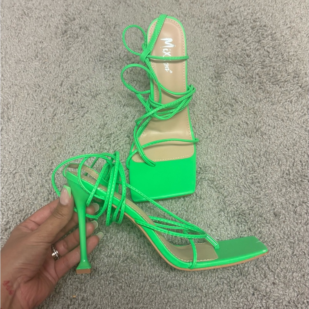 Neon Green Strappy Heels